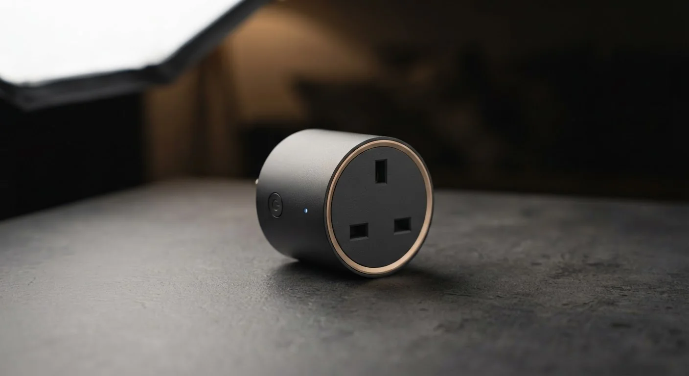 EMS Smart Plug on dark surface